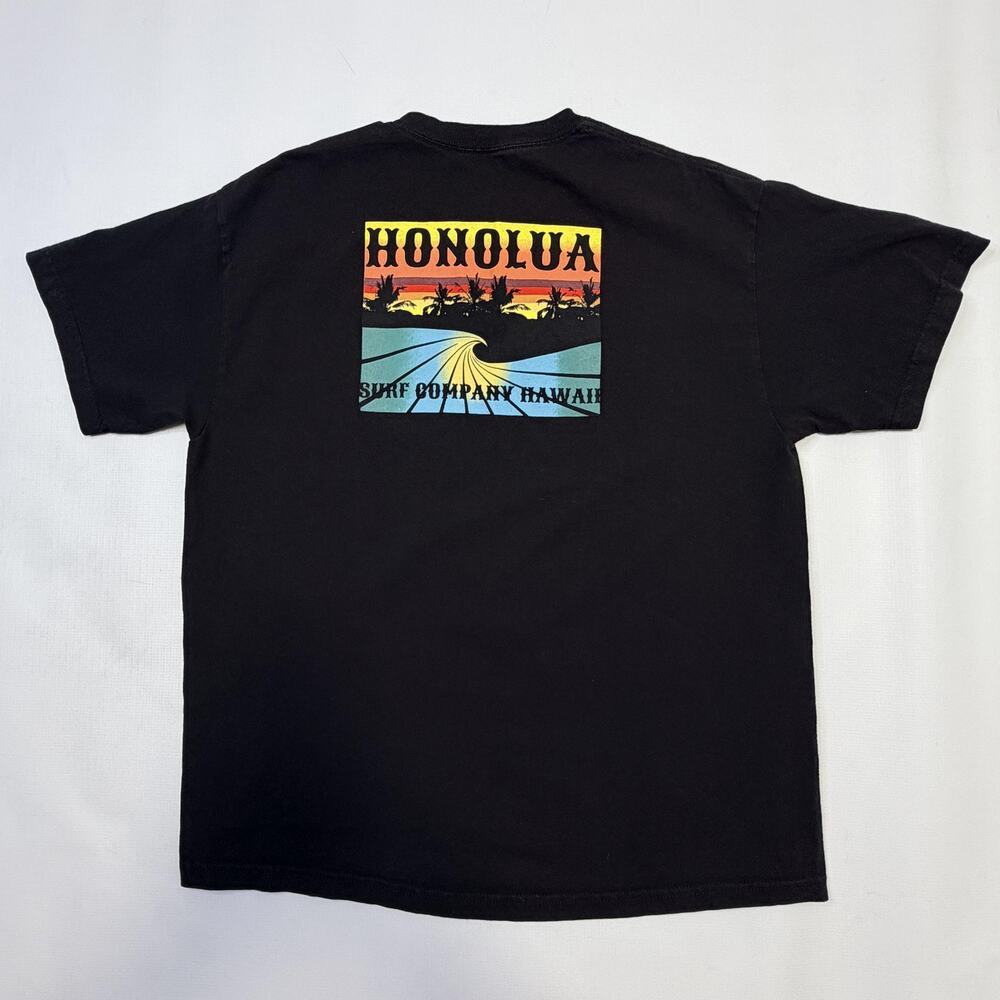 Honolua Shirt Mens XL Black Surf Hawaii Wave Graphic Tee Hawaiian Beach Sunset